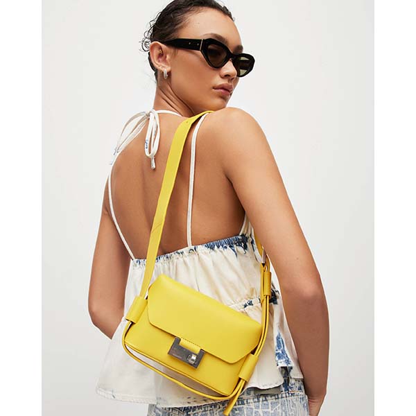 Allsaints Australia Womens Frankie 3-In-1 Leather Crossbody Bag Yellow AU74-630